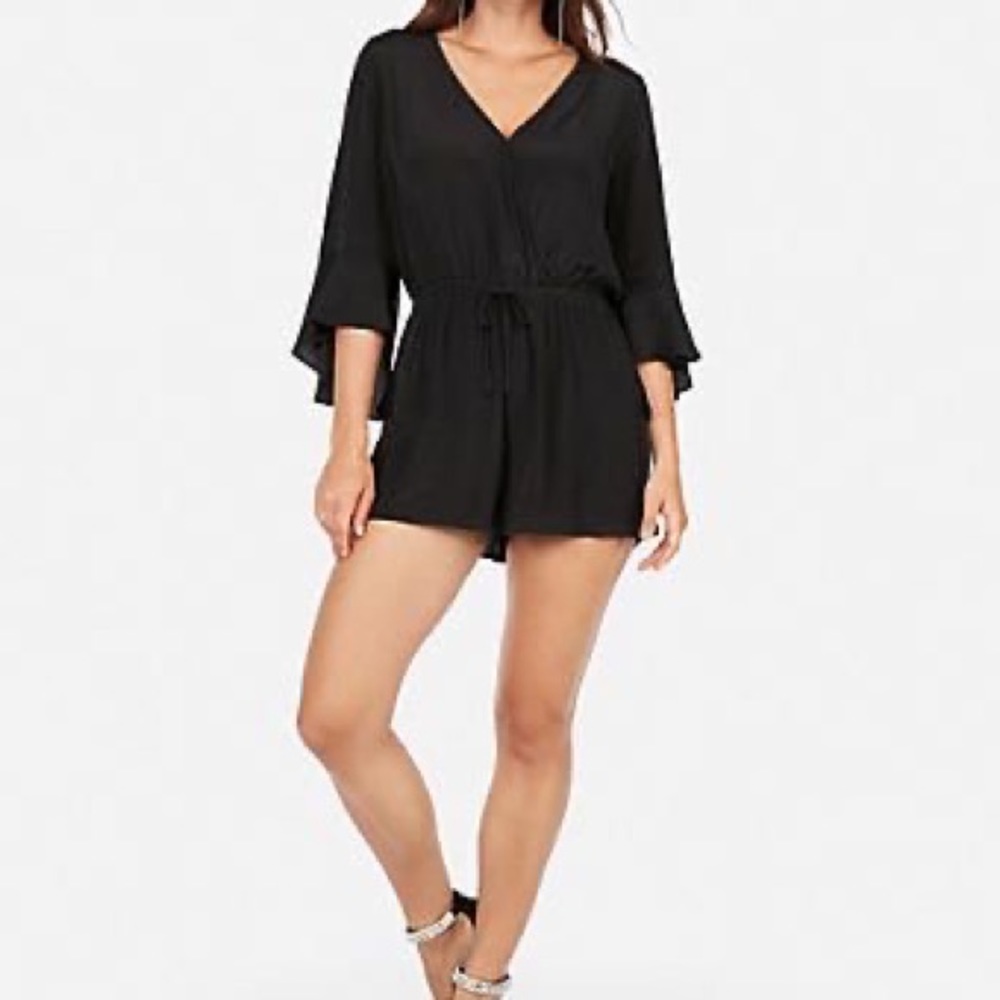 Express Black Romper with Three Quarter Sleeves